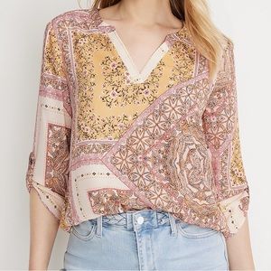 Atwood Patchwork 3/4 Sleeve Popover Blouse